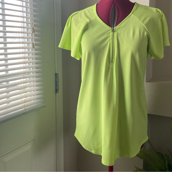 Lily Morgan women green short sleeve pullover sheer top. Size S. Used. - Picture 2 of 10